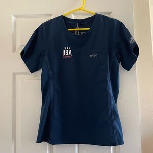 Figs Team USA Navy Blue Scrub Top